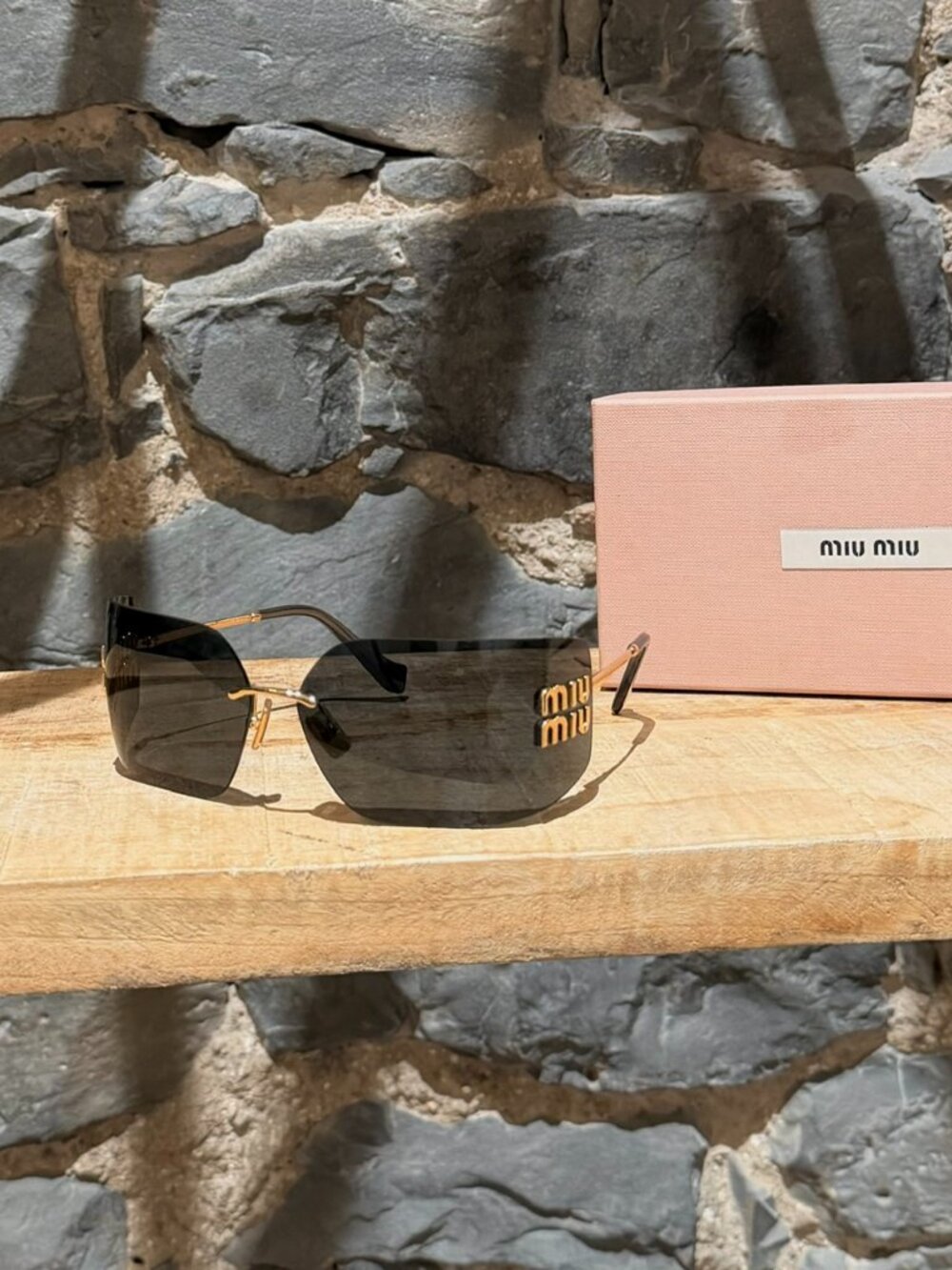 Miu Miu SMU 54YU Logo Black Shield Aube Sunglasses